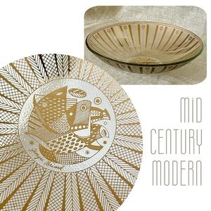 vintage MCM Georges Briard glass dish birds